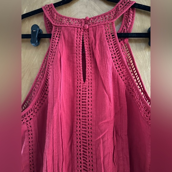 Joie red gauze, embroidered, midi dress, size large, NWT - Picture 7 of 12